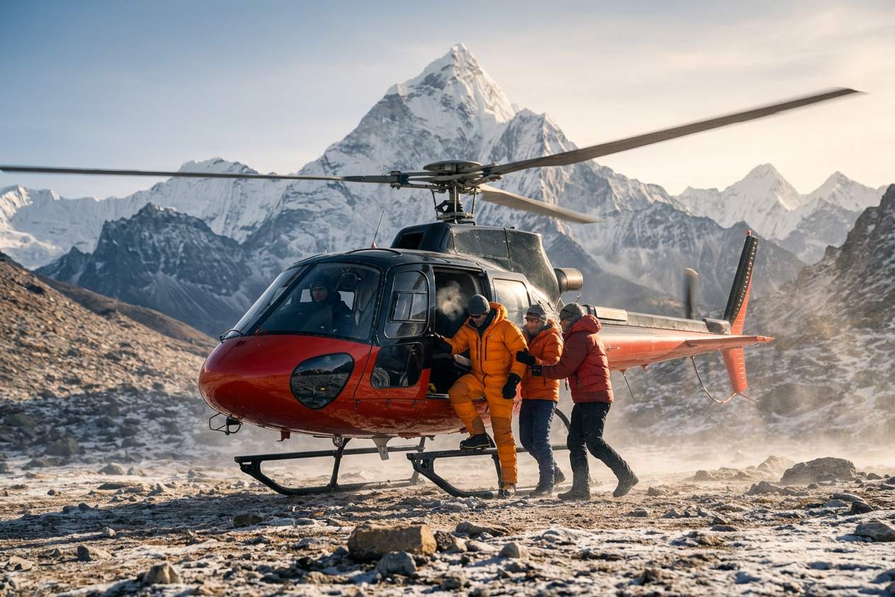 Sick Guest Ready To Fly Back From Gorakshep To Kathmandu