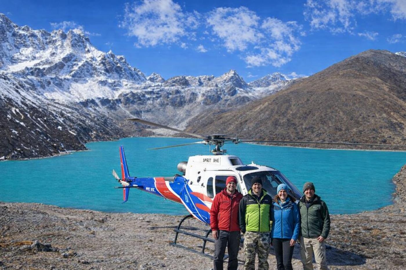 American Guest at Gokyo Lake during EBC and Gokyo Lake Heli Tour