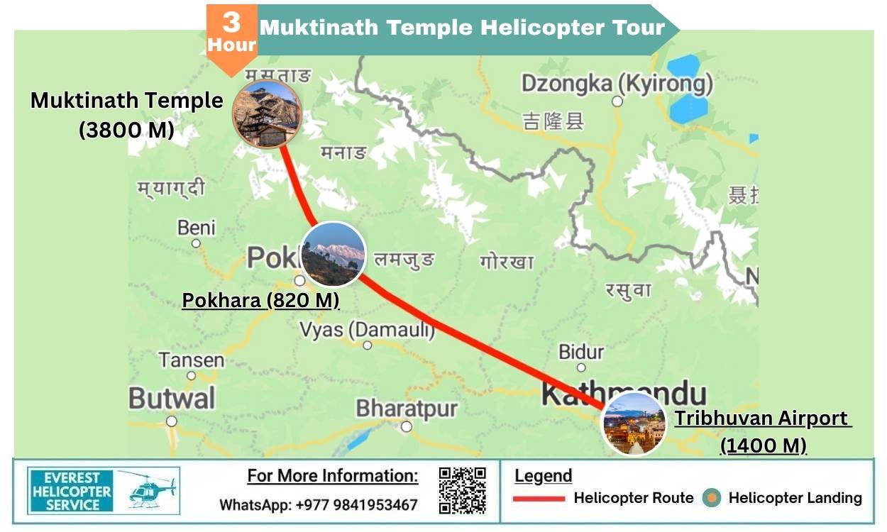 Map of Muktinath Helicopter Tour From Kathmandu