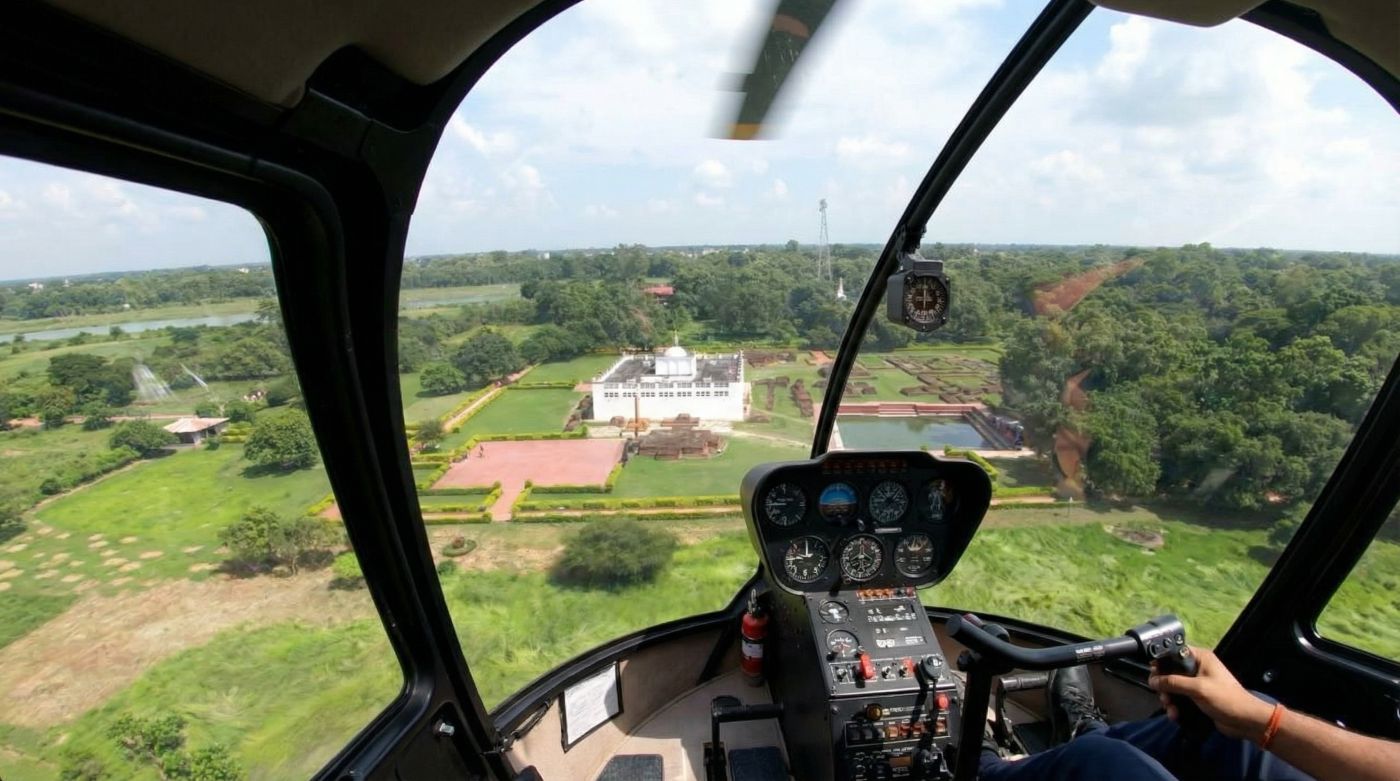 Maya Devi Temple as seen at the time of Lumbini Helicopter Tour