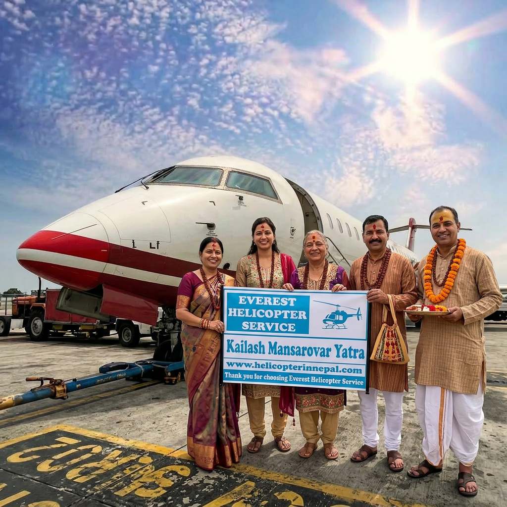 Guest ready to fly from Kathmandu to Nepalgunj for Kailash Mansarovar Yatra by Helicopter from Kathmandu