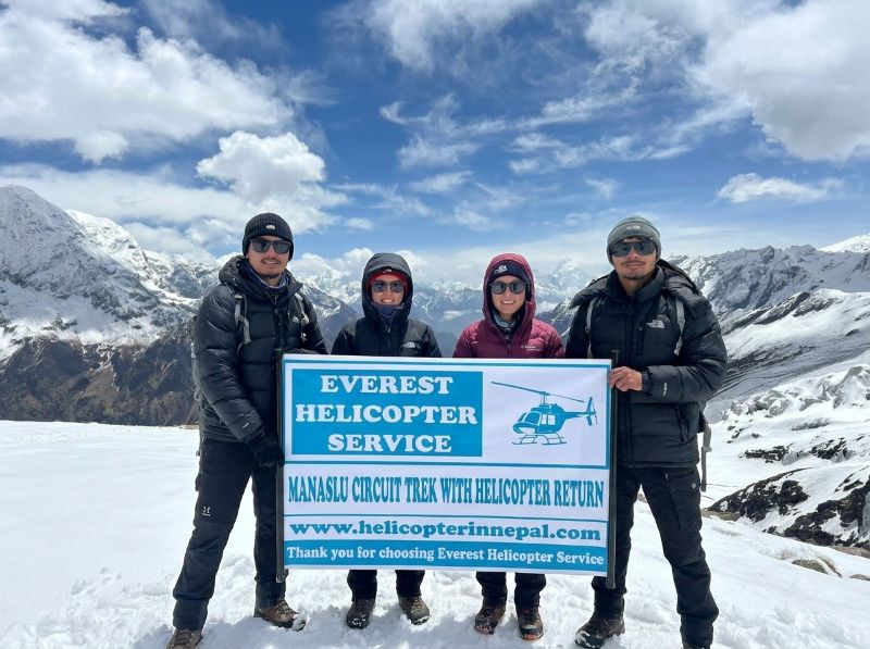 Manaslu Circuit Trek with Helicopter Return – breathtaking aerial view of Mount Manaslu and Himalayan landscapes in Nepal