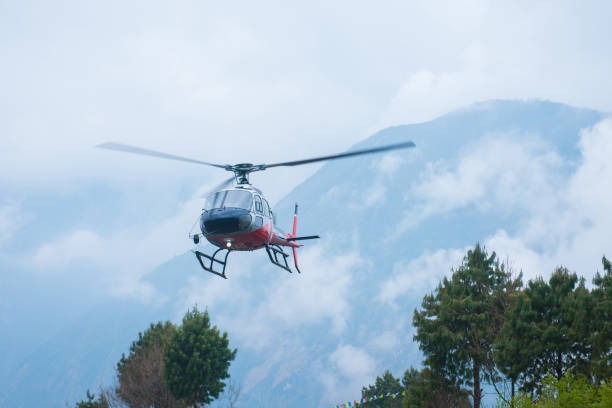 Our Helicopter coming to pick passengers from Dingboche to Lukla Helicopter Transfer