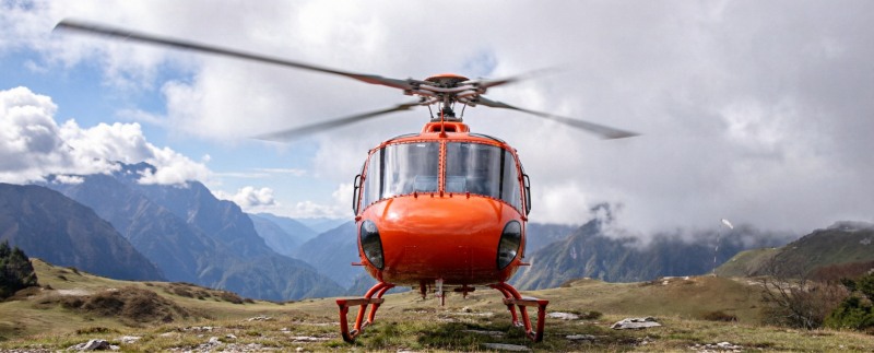 Helicopter landed at Hotel Everest View